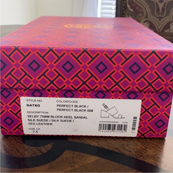 79. NEW (NIB)Tory Burch Selby 75MM Block Heel Sandal Silk/Suede - Picture 4 of 9
